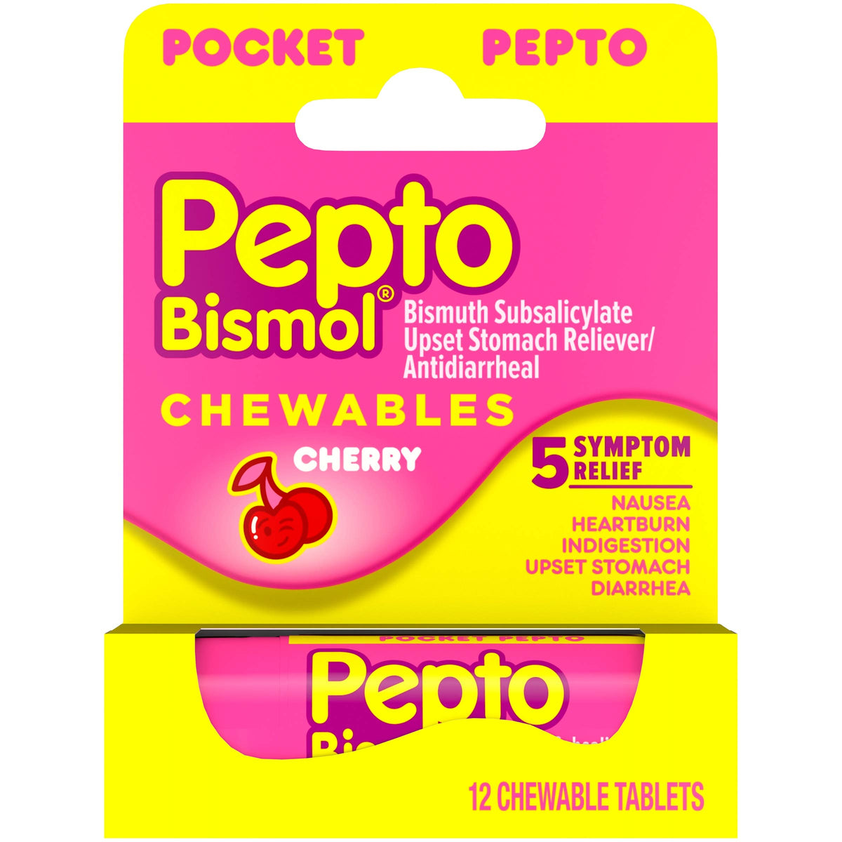 Pepto Bismol Pepto To Go Cherry Chewable Tablets - 12 Count