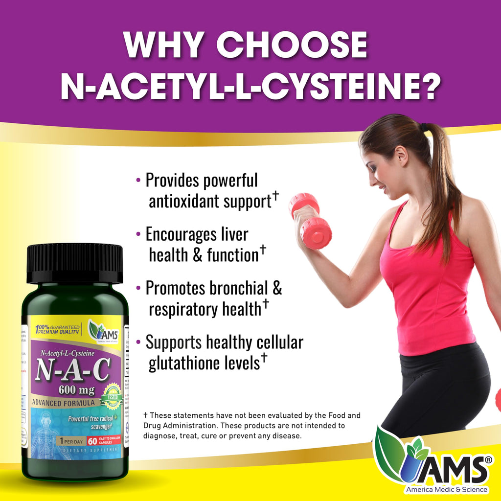 America Medic & Science NAC 600mg Capsules - 60 Count - image 2