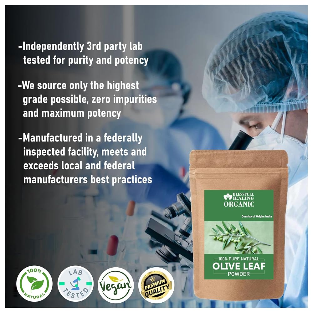 Blessfull Healing Organic Olive Leaf Powder 100% Pure Natural 200