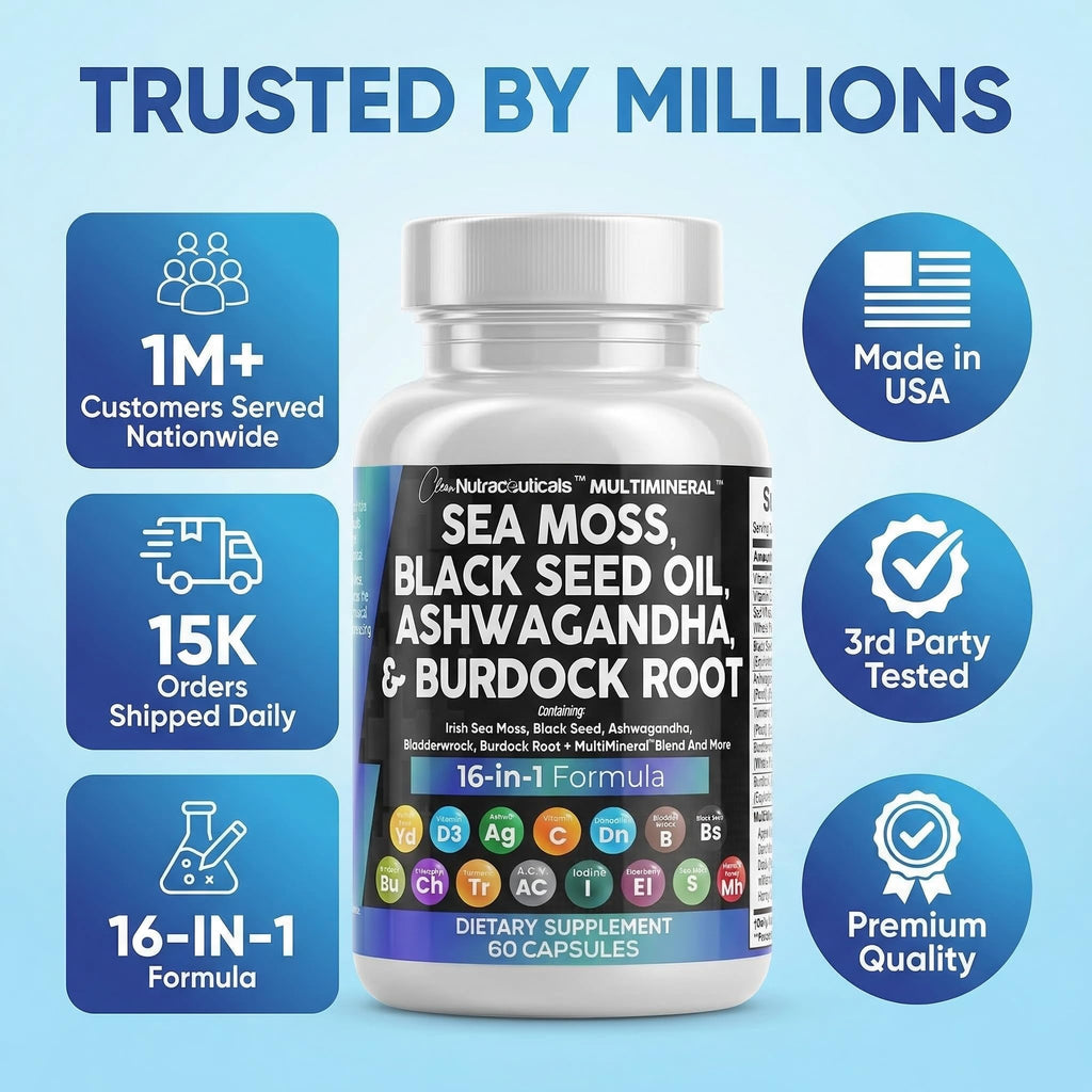 Clean Nutraceuticals Sea Moss Black Seed Oil Blend - 60 Capsules - image 8