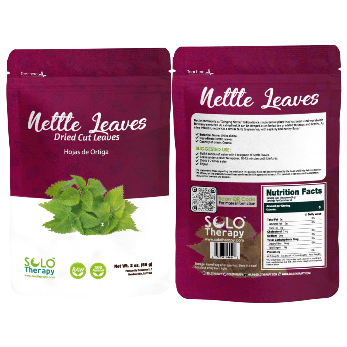 Solo Therapy Nettle Leaf Herb Tea - 2 Ounces