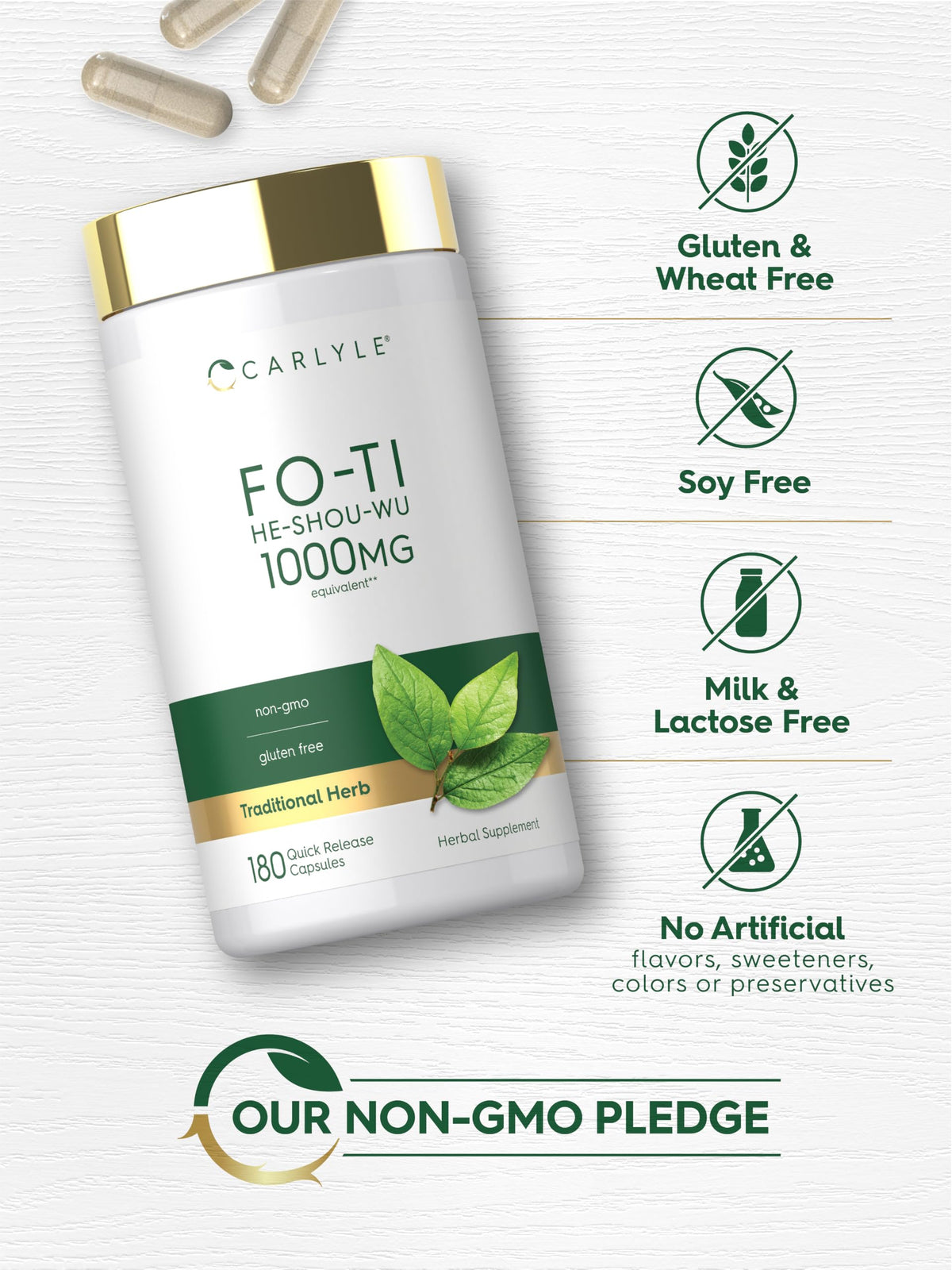 Carlyle Fo-Ti Supplement He-Shou-Wu Root Extract - 180 Capsules - image 5