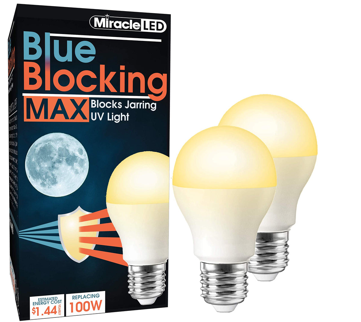 Miracle LED 12W Blue Blocking Warm Yellow Sleep Bulb - 2-Pack