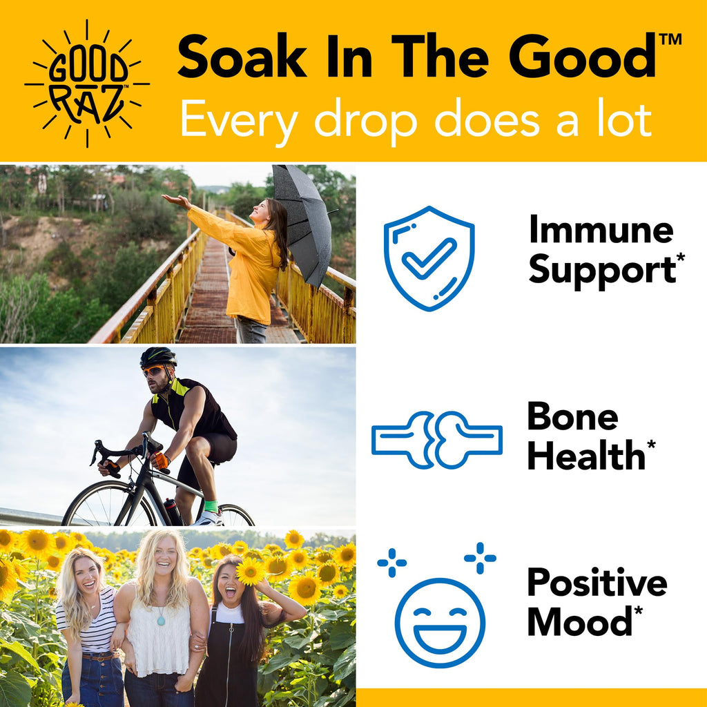 Good Raz - Vitamin D Drops Adult - Water-Soluble Liquid D3 Drops