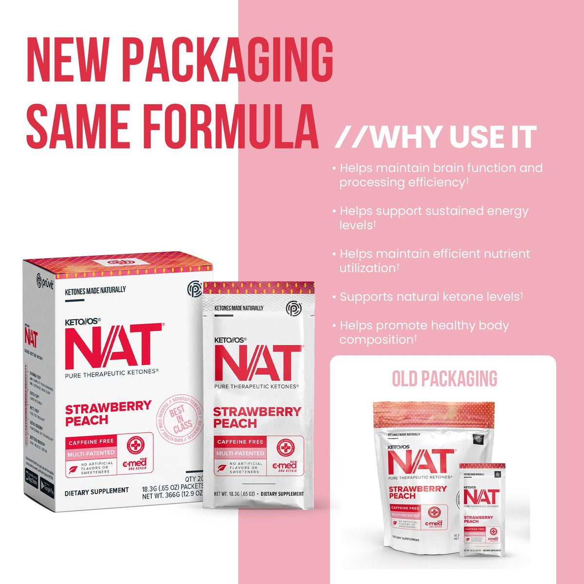 Prüvit OS NAT Strawberry Peach Keto Powder - 20 Count - image 5