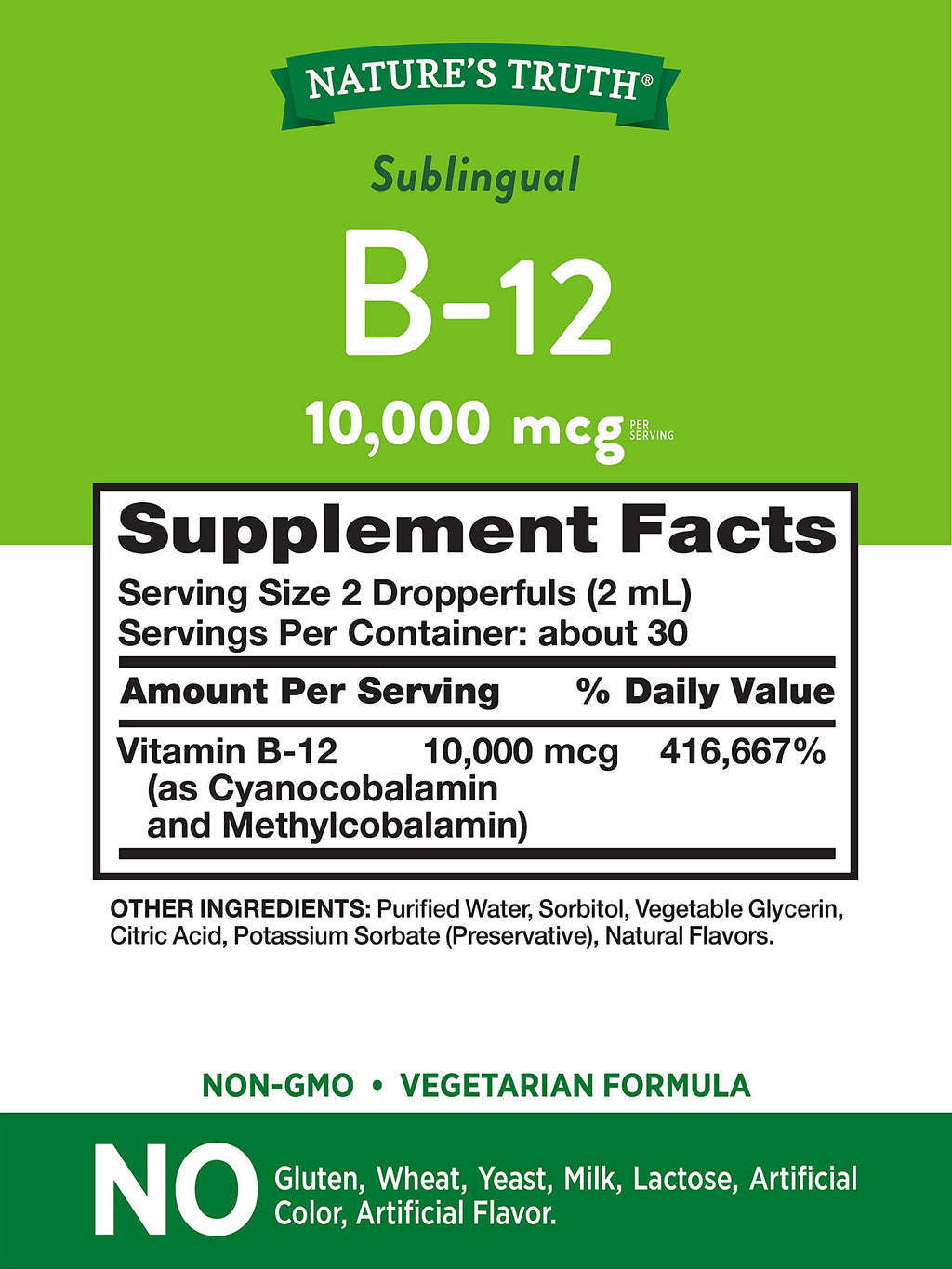 Nature's Truth Sublingual Vitamin B-12 10,000 Mcg Liquid - 2 Fl Oz - image 2