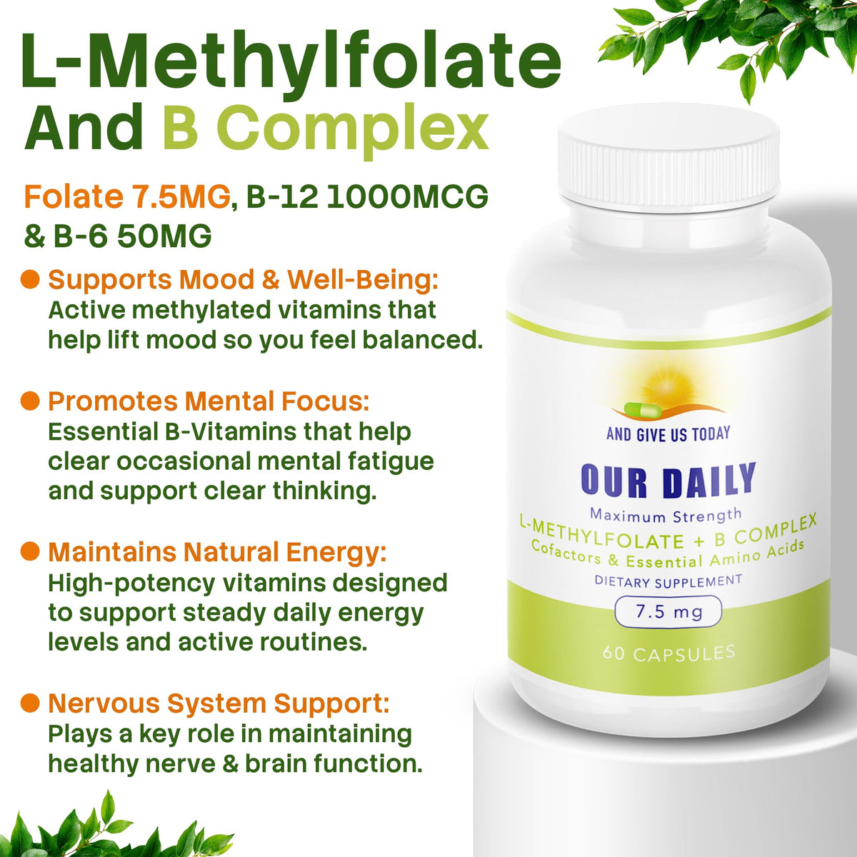AND GIVE US TODAY OUR DAILY Our Daily Vites L-Methylfolate B Complex