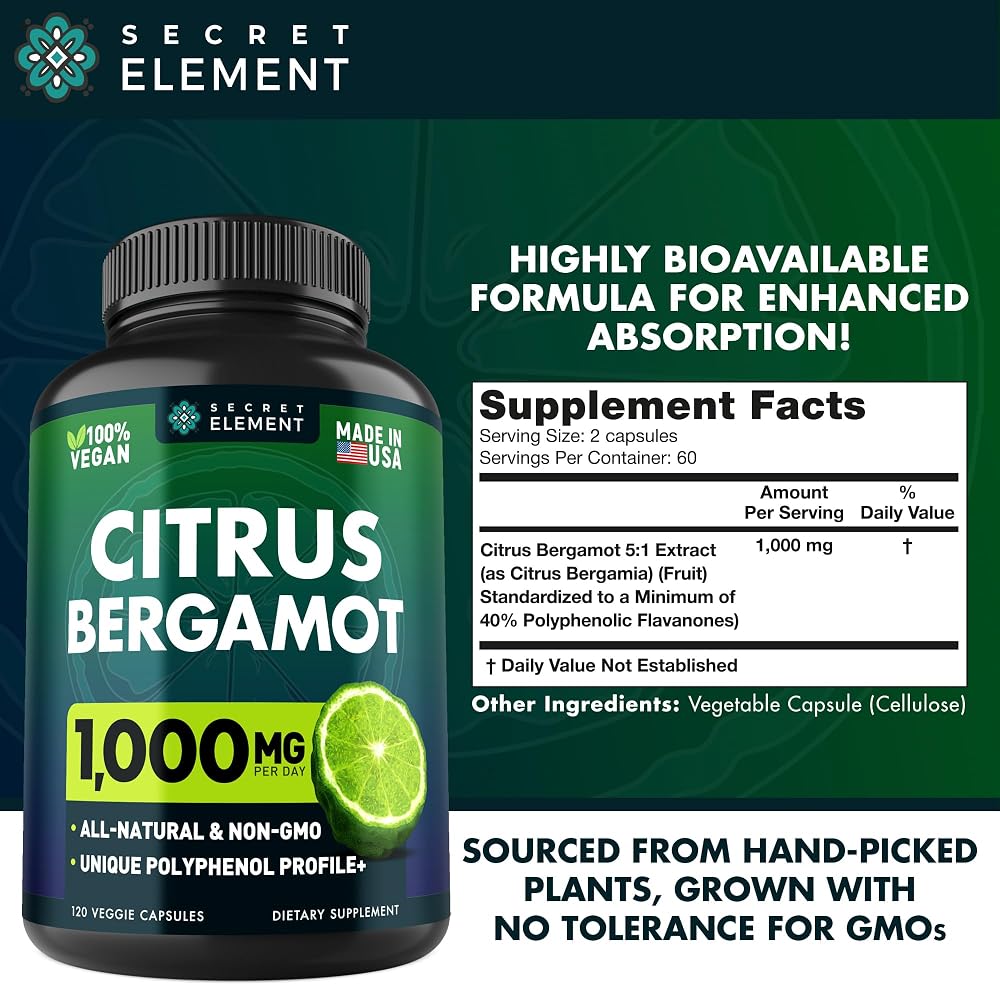 Secret Element Citrus Bergamot Extract 1000mg - 120 Capsules - image 3