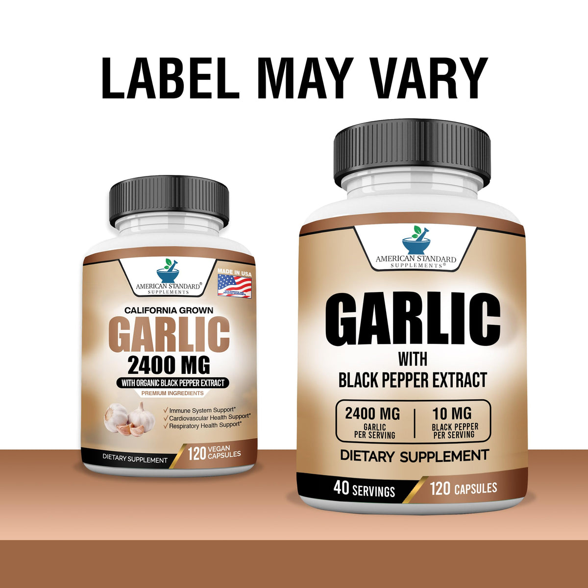 American Standard Supplements Garlic 2400mg with Black Pepper - 120 Capsules - image 2