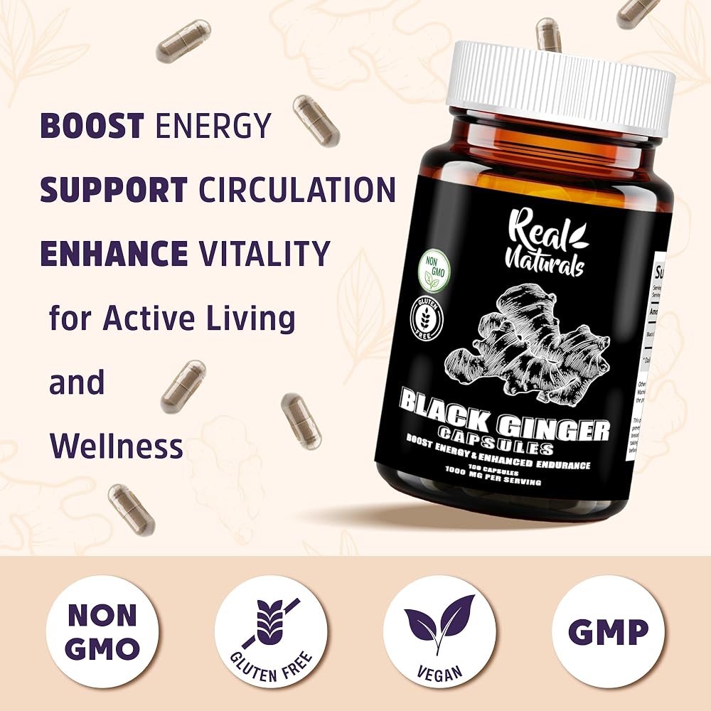 Real Naturals Black Ginger Extract 500 mg - 100 Capsules - image 4