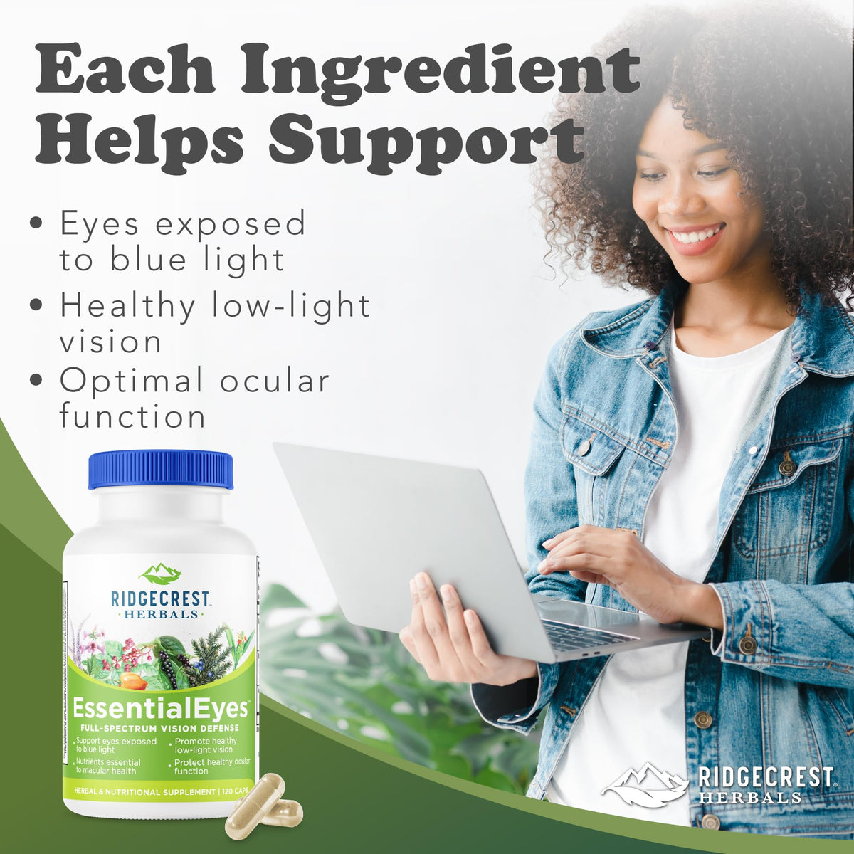 RidgeCrest Herbals EssentialEyes Eye Vitamins Vision Support - 120 Capsules - image 2