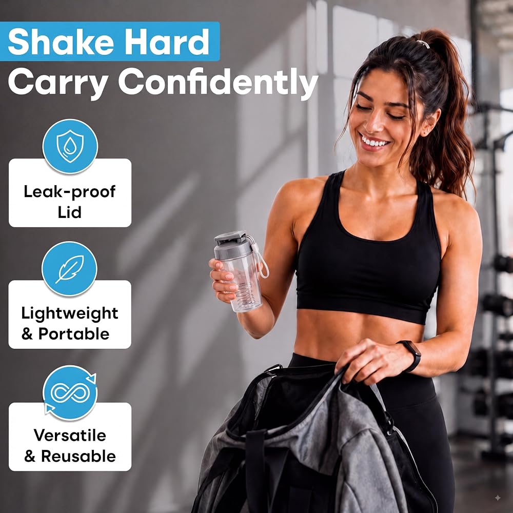 Tilcore Protein Shaker Bottle, 12 oz Shaker Cup