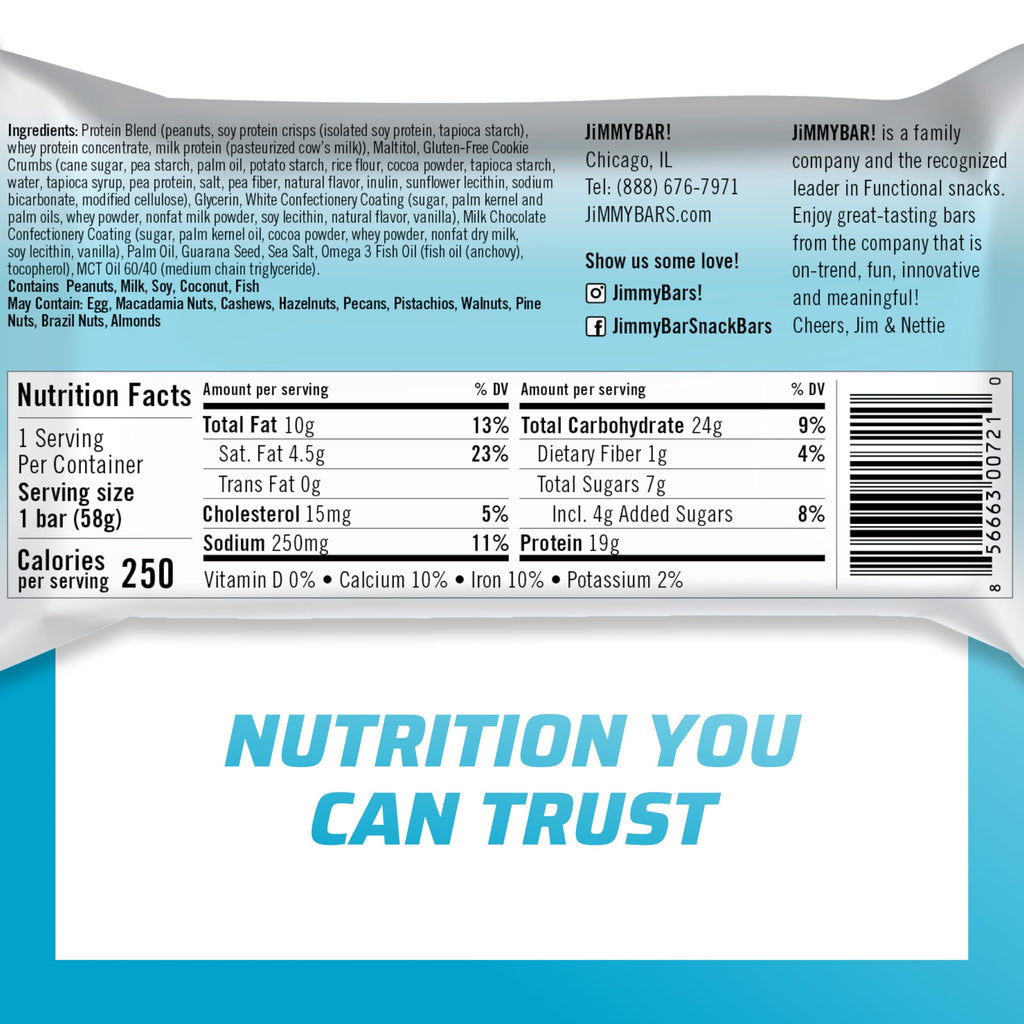 JIMMYBAR Cookies N Cream Protein Bars 19g Protein - 12 Count - image 2