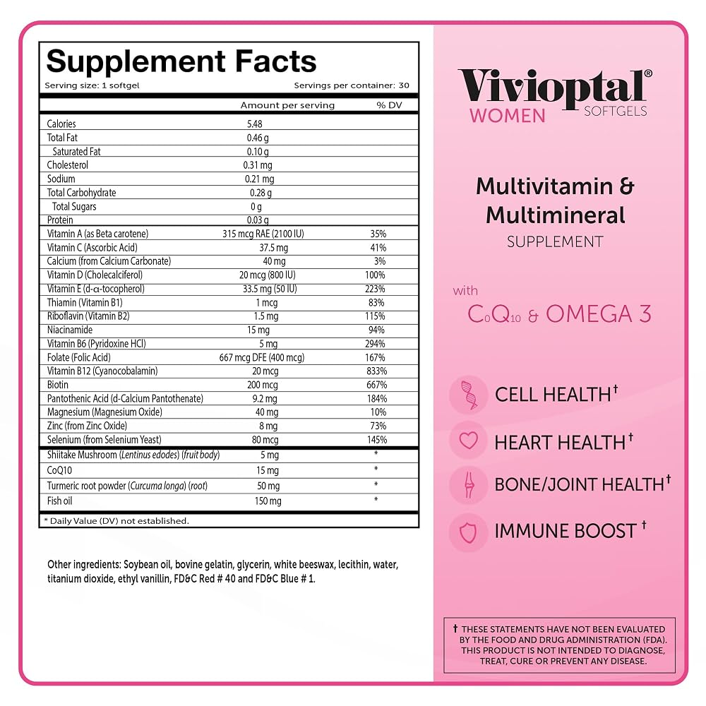 Vivioptal Vitamins for Men & Women Multivitamin - 60 Softgels - image 8