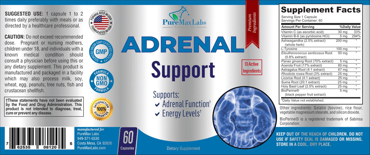 YUMMYVITE Adrenal Support Cortisol Manager Stress Relief - 60 Capsules - image 6