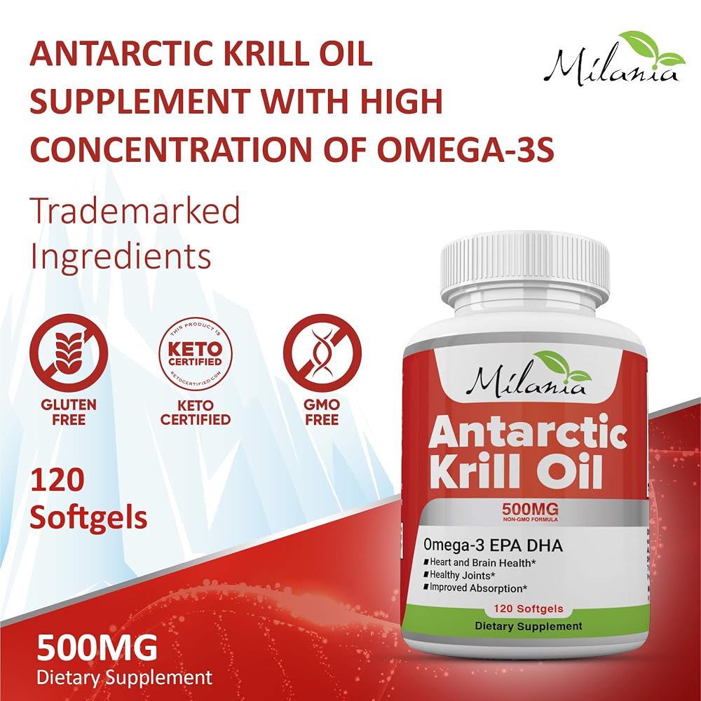 MILANIA Antarctic Krill Oil 500mg Omega-3 - 120 Softgels - image 3