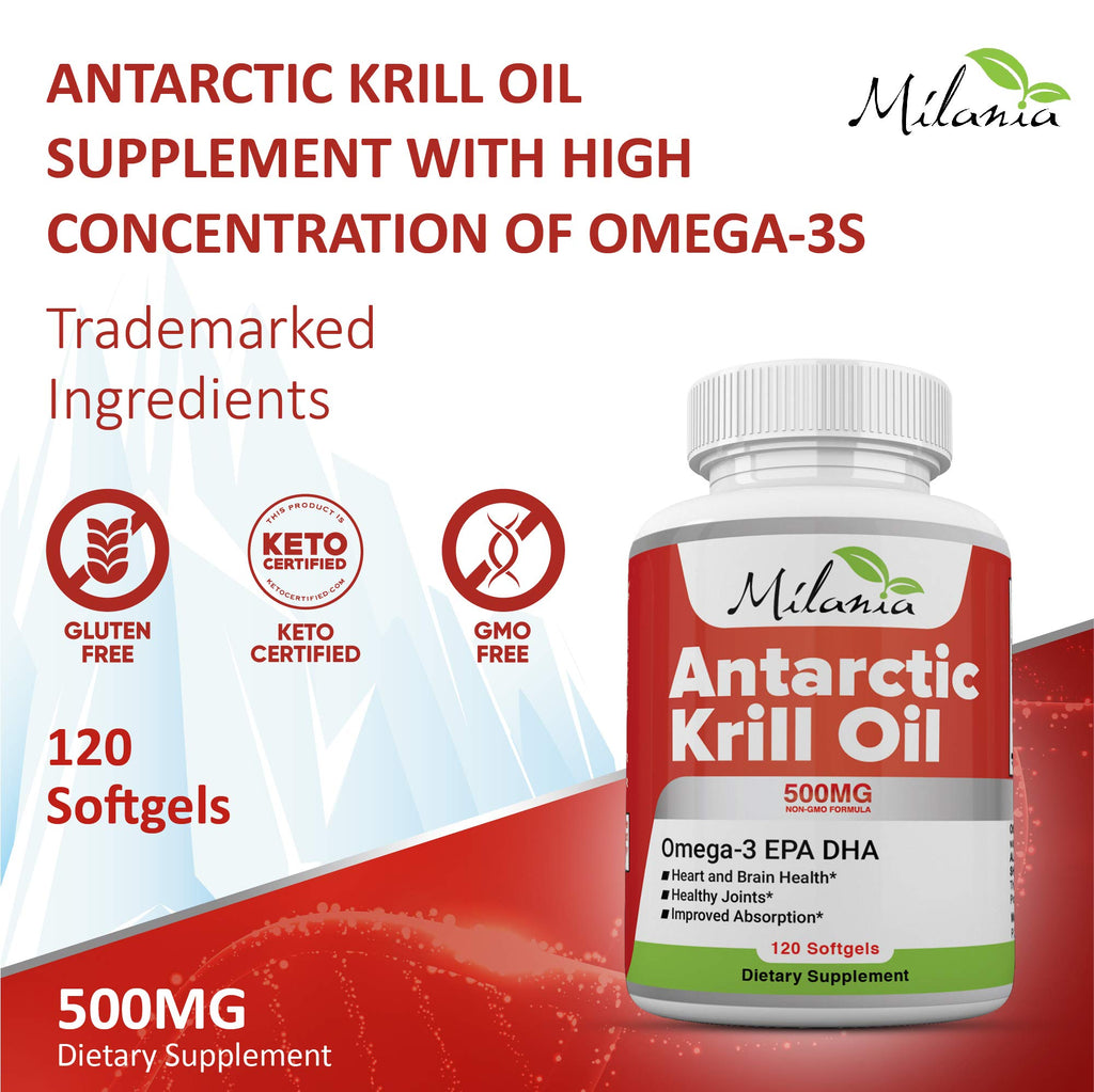 MILANIA Antarctic Krill Oil 500mg Omega-3 - 120 Softgels - image 3