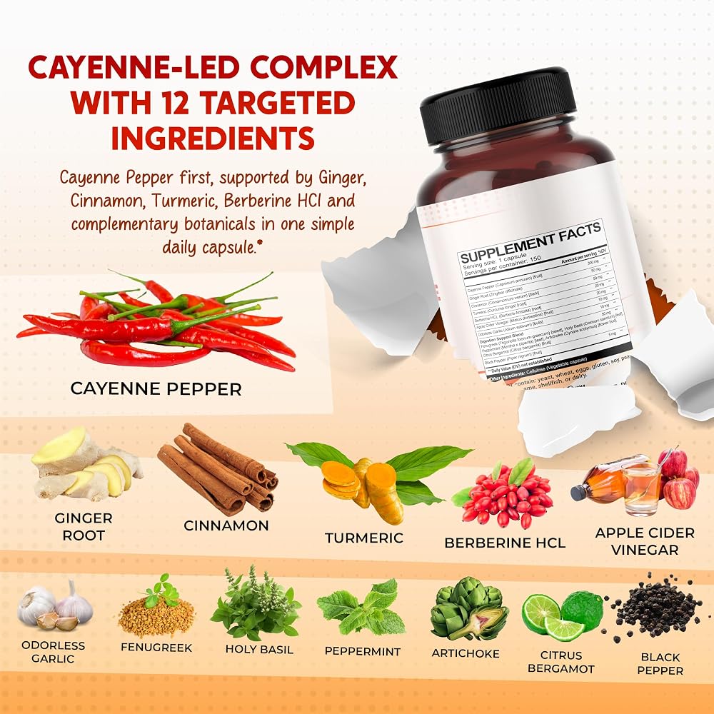 PEAKPURY Cayenne Pepper 13-Ingredient Blend with Ginger Root - 150 Capsules - image 4