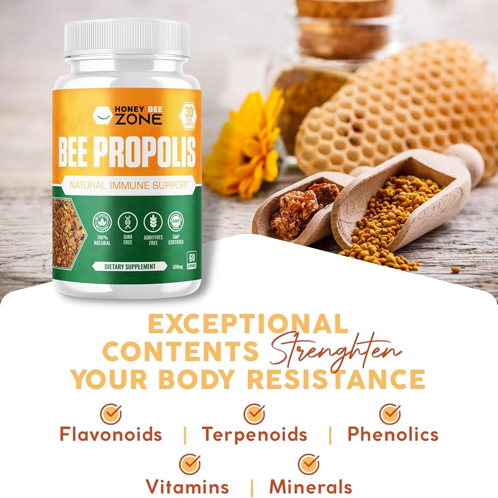 HONEYBEEZONE Bee Propolis Capsules Immune Support - 60 Vegetarian Capsules - image 4