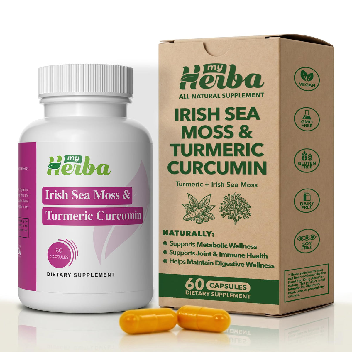 MyHerba Organic Sea Moss & Turmeric Joint Support - 60 Capsules