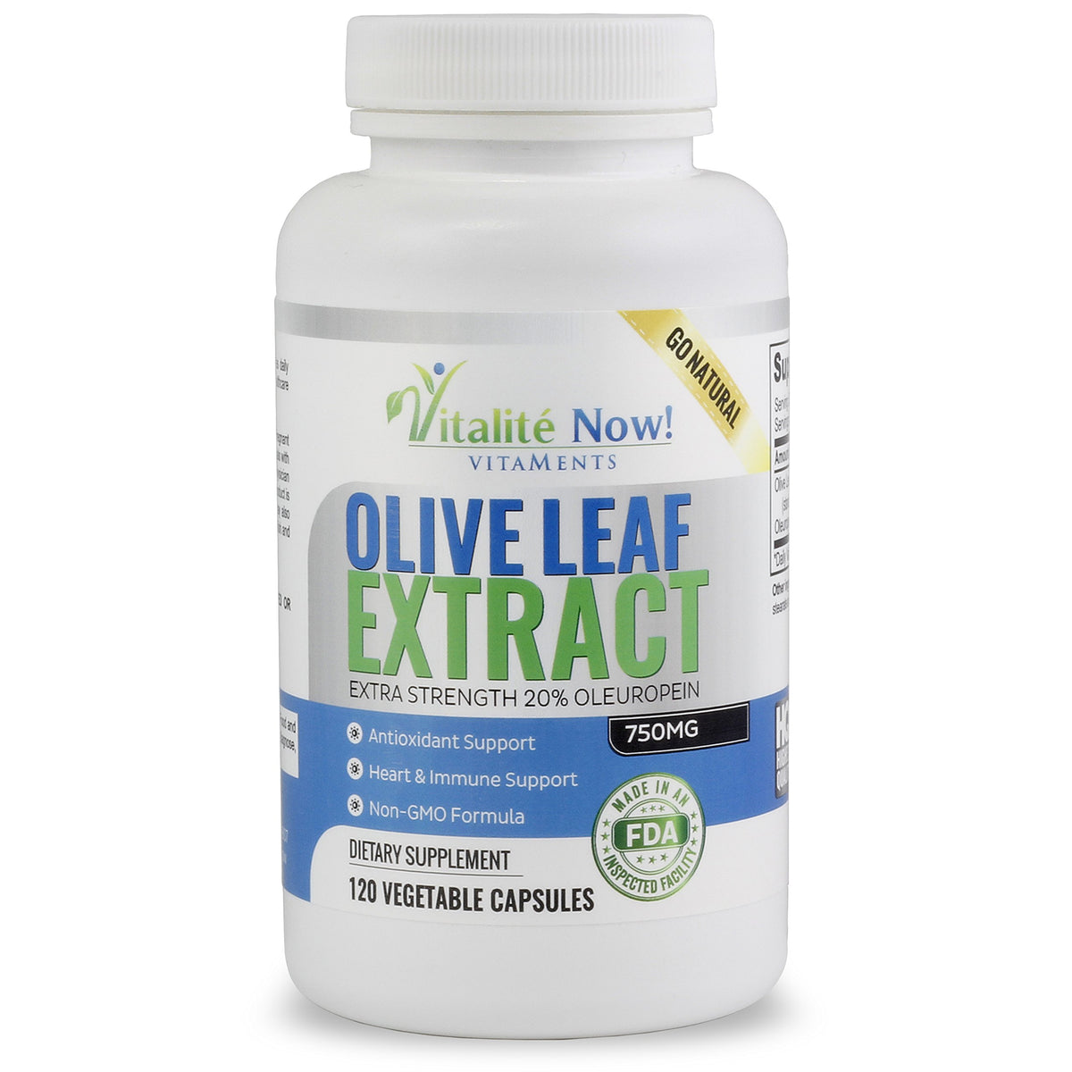 Vitalité Now! Olive Leaf Extract Super Strength 20% Oleuropein - 120 Capsules
