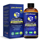 Life's Fortune Cod Liver Oil Liquid Lemon Flavor Organic Supplement