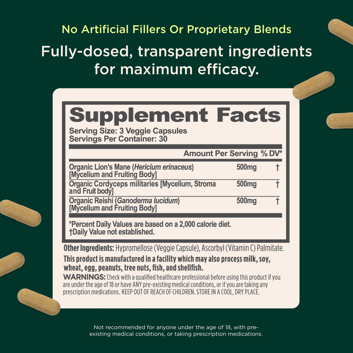The Genius Brand Mushrooms - 90 Vegetarian Capsules - image 2