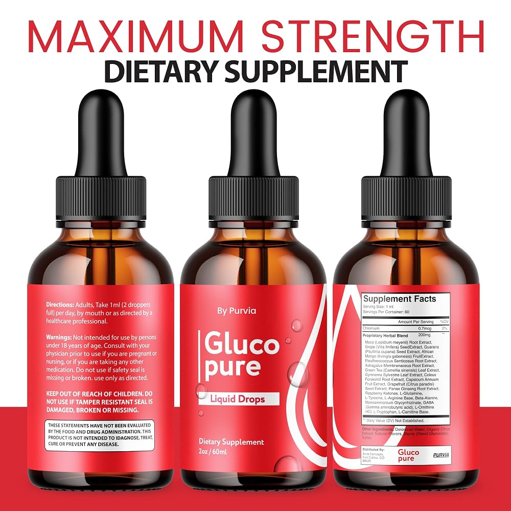 Purvia Gluco Pure Liquid Drops Advanced Formula - 6 Fl Oz - image 3