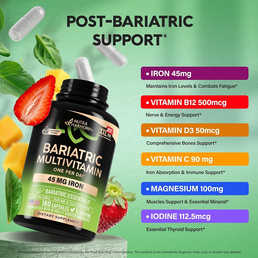 NUTRAHARMONY Bariatric Multivitamin with Iron 45mg - 180 Capsules - image 3