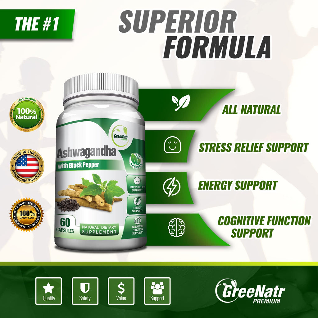 GreeNatr Organic Ashwagandha Capsules with Black Pepper - image 2