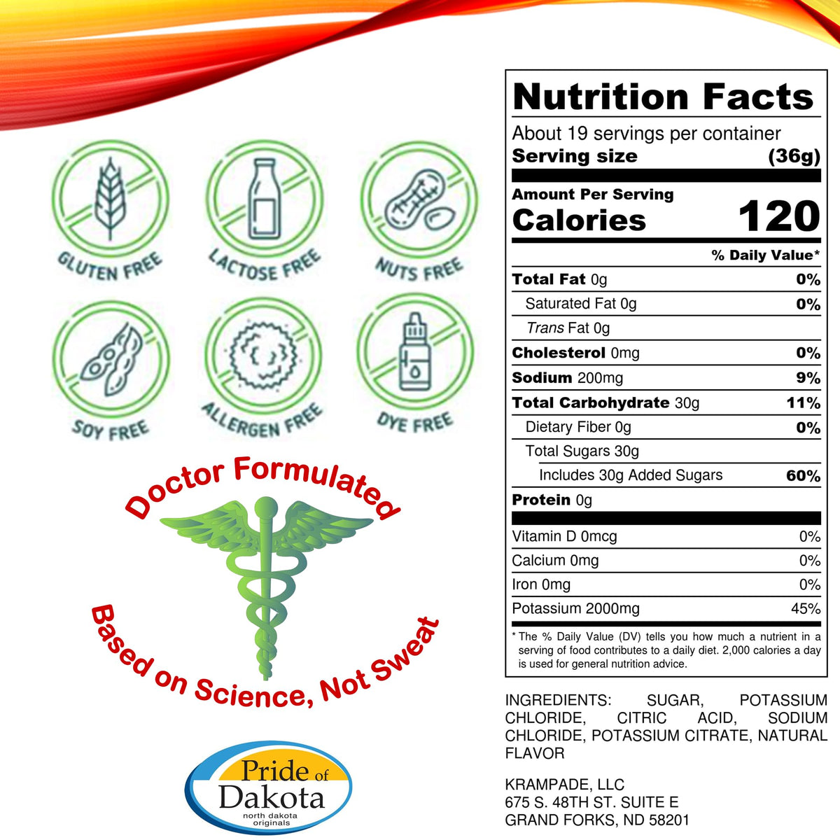 Krampade High Potassium Electrolytes Powder Orange - 19 Servings - image 2