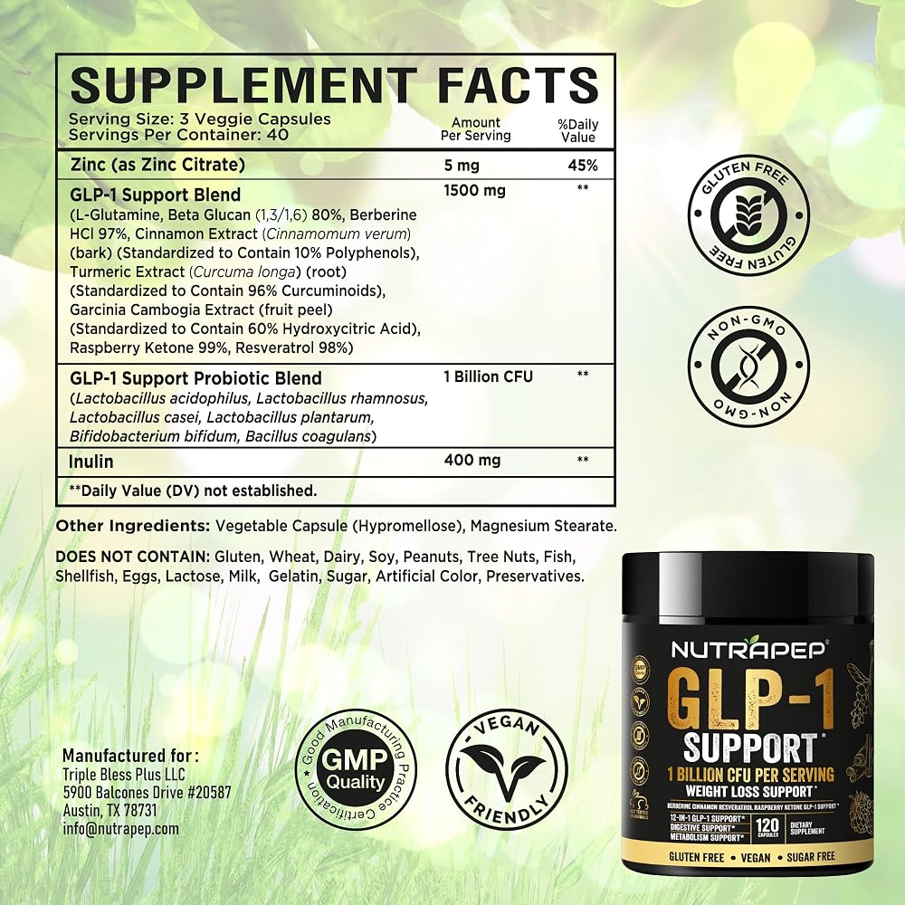 NutraPep GLP-1 Support Probiotic Weight Loss Supplement - 120 Capsules - image 7
