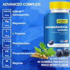 MEGNETA Ashwagandha Gummies Blueberry Flavor - 60 Gummies - image 3