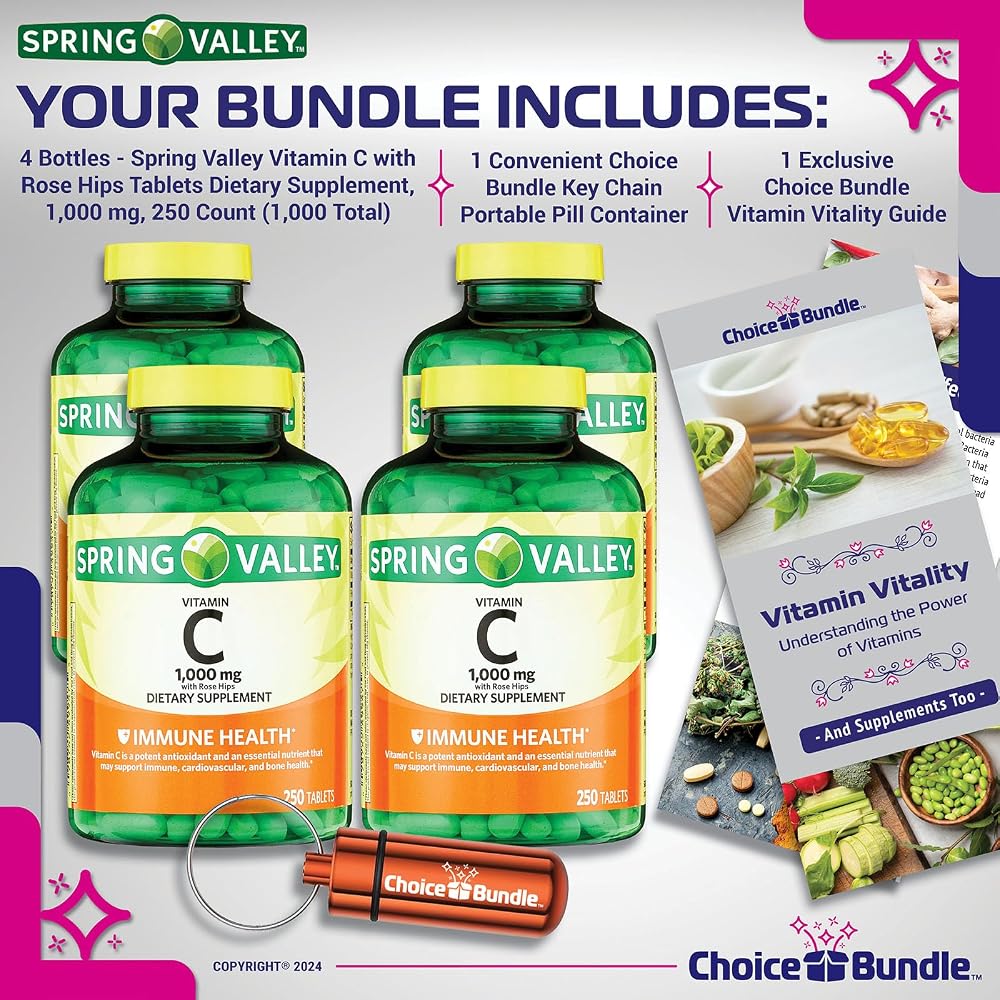 Choice Bundle Spring Valley Vitamin C with Rose Hips Tablets - 1000 Count - image 2
