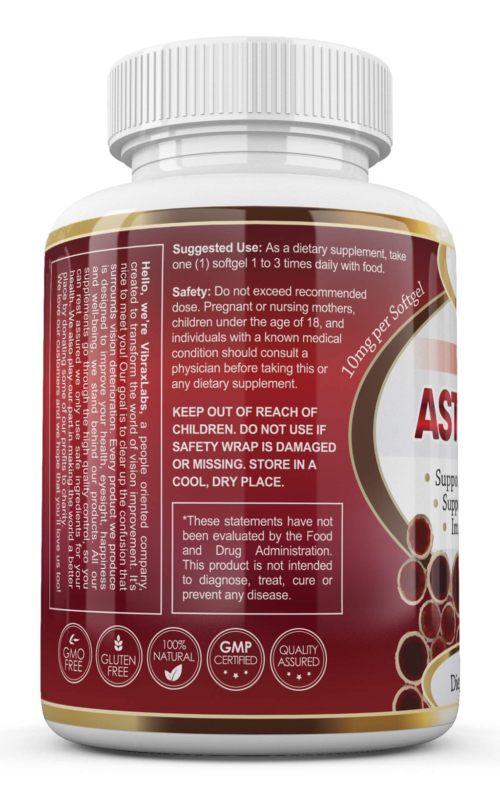Vibraxlabs Astaxanthin 10mg Antioxidant - 120 Softgels - image 7