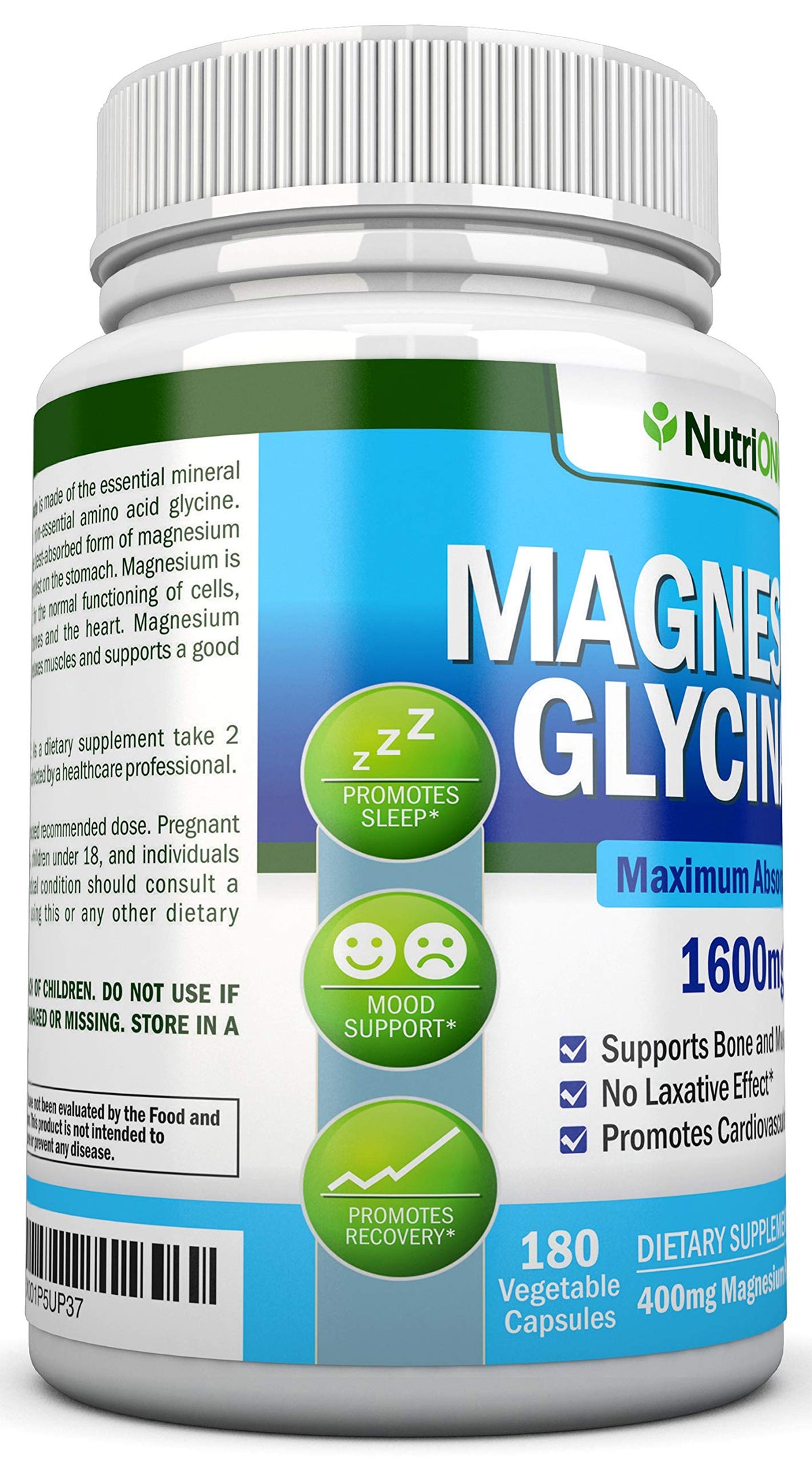 NutriONN Magnesium Glycinate 1600 mg - 180 Vegan Capsules - image 4
