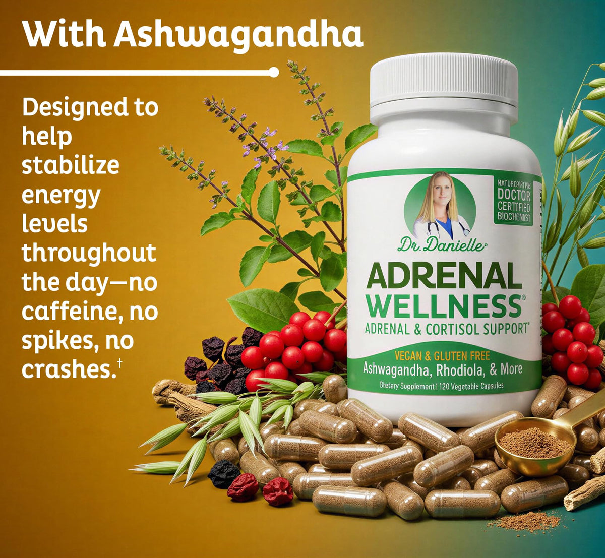 Doctor Danielle Adrenal Wellness Ashwagandha Capsules - 120 Capsules - image 3