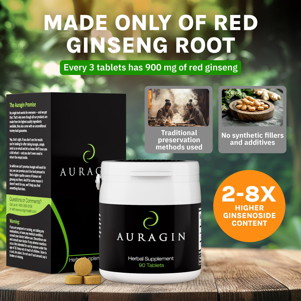 Auragin Authentic Korean Red Ginseng 6 Year Roots - 90 Tablets - image 8