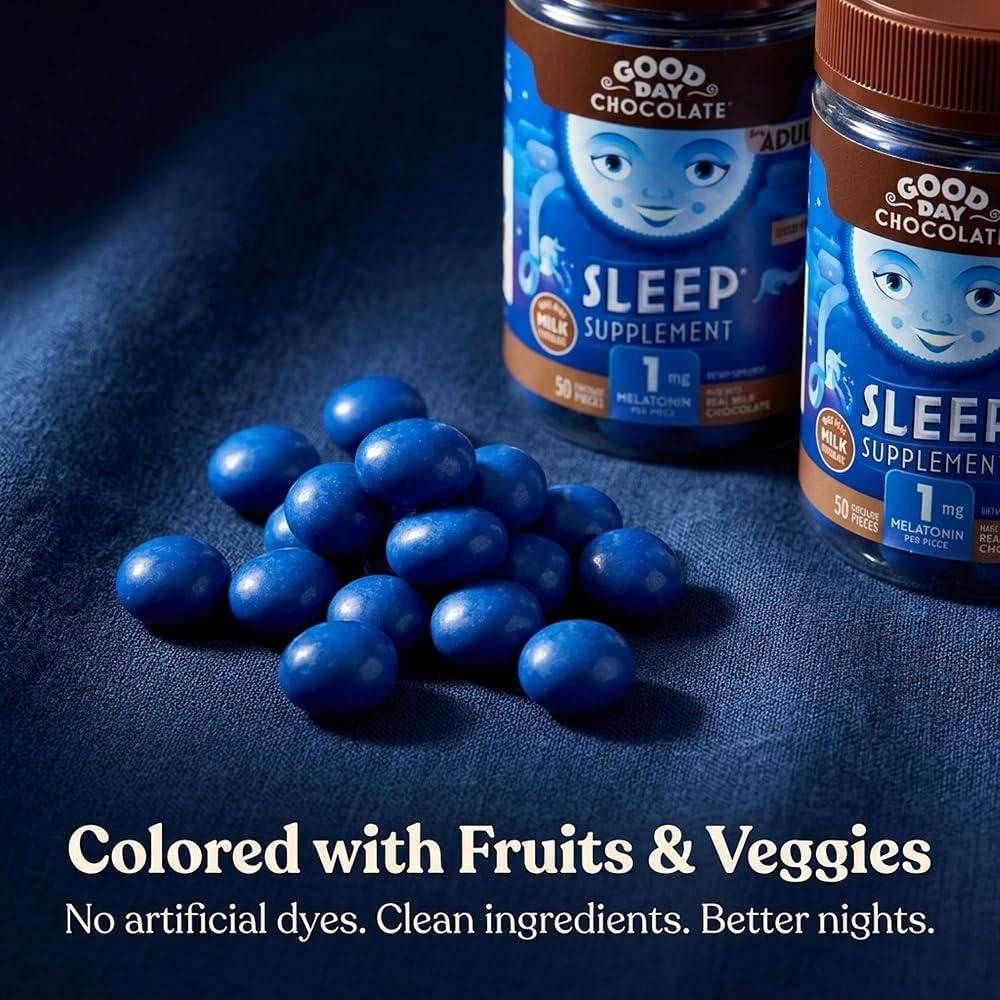 Good Day Chocolate Melatonin for Adults [ 80 Count ] - Fair Trade