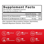 Force Factor Vitamin D3 K2 Immune & Bone Support - 120 Capsules - image 4