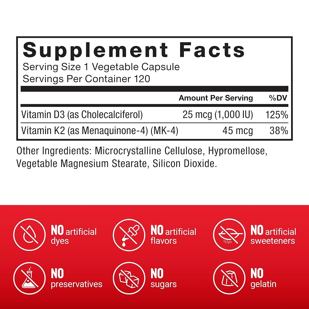 Force Factor Vitamin D3 K2 Immune & Bone Support - 120 Capsules - image 4