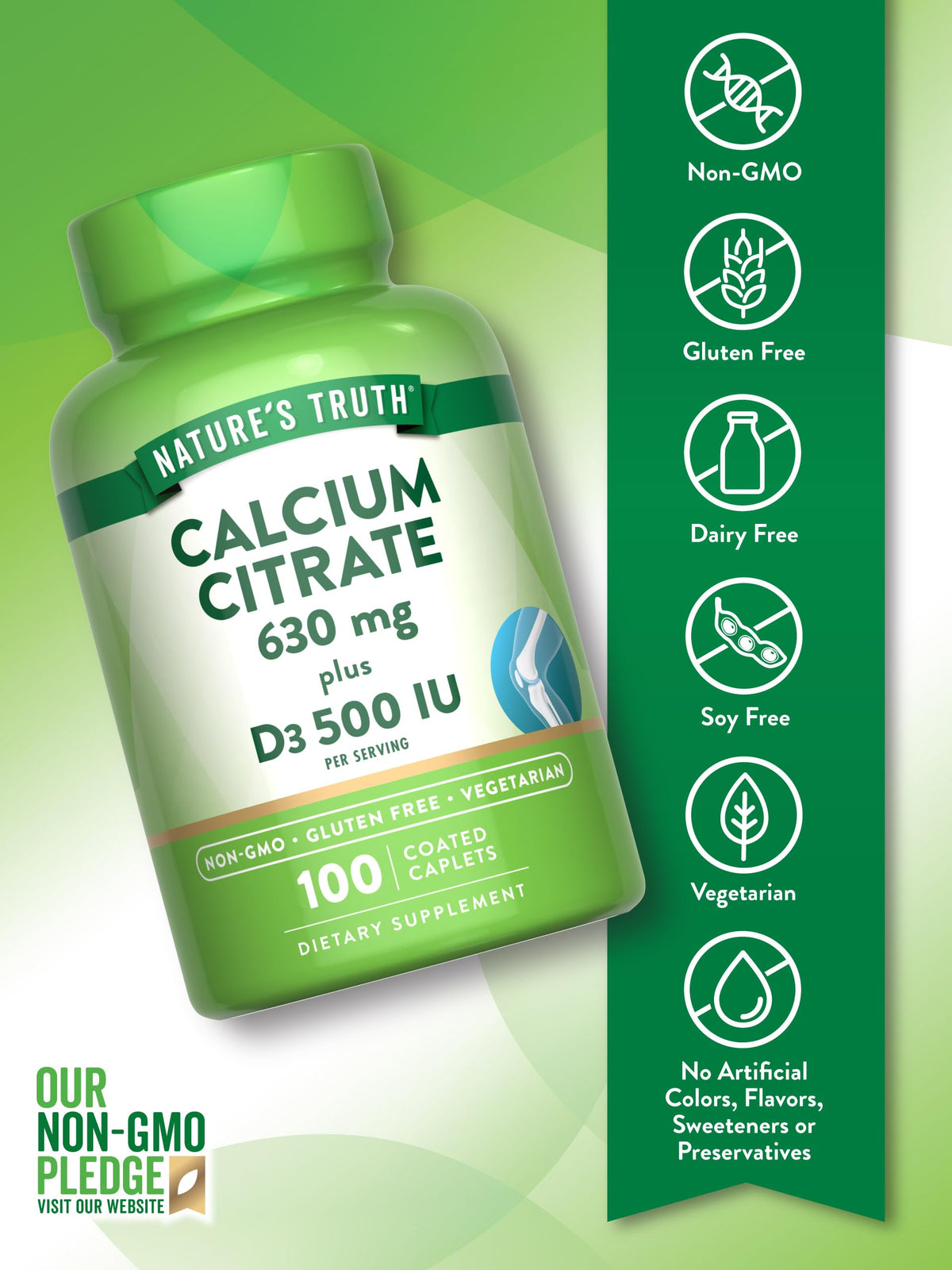 Nature's Truth Calcium Citrate with Vitamin D3 - 100 Caplets - image 3