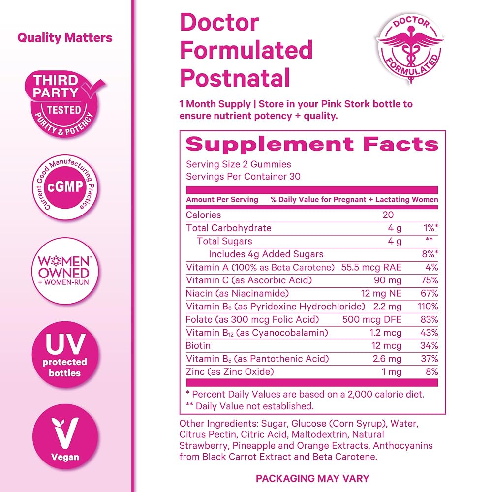 Pink Stork Total Postnatal Vitamin Gummies - 120 Count - image 6