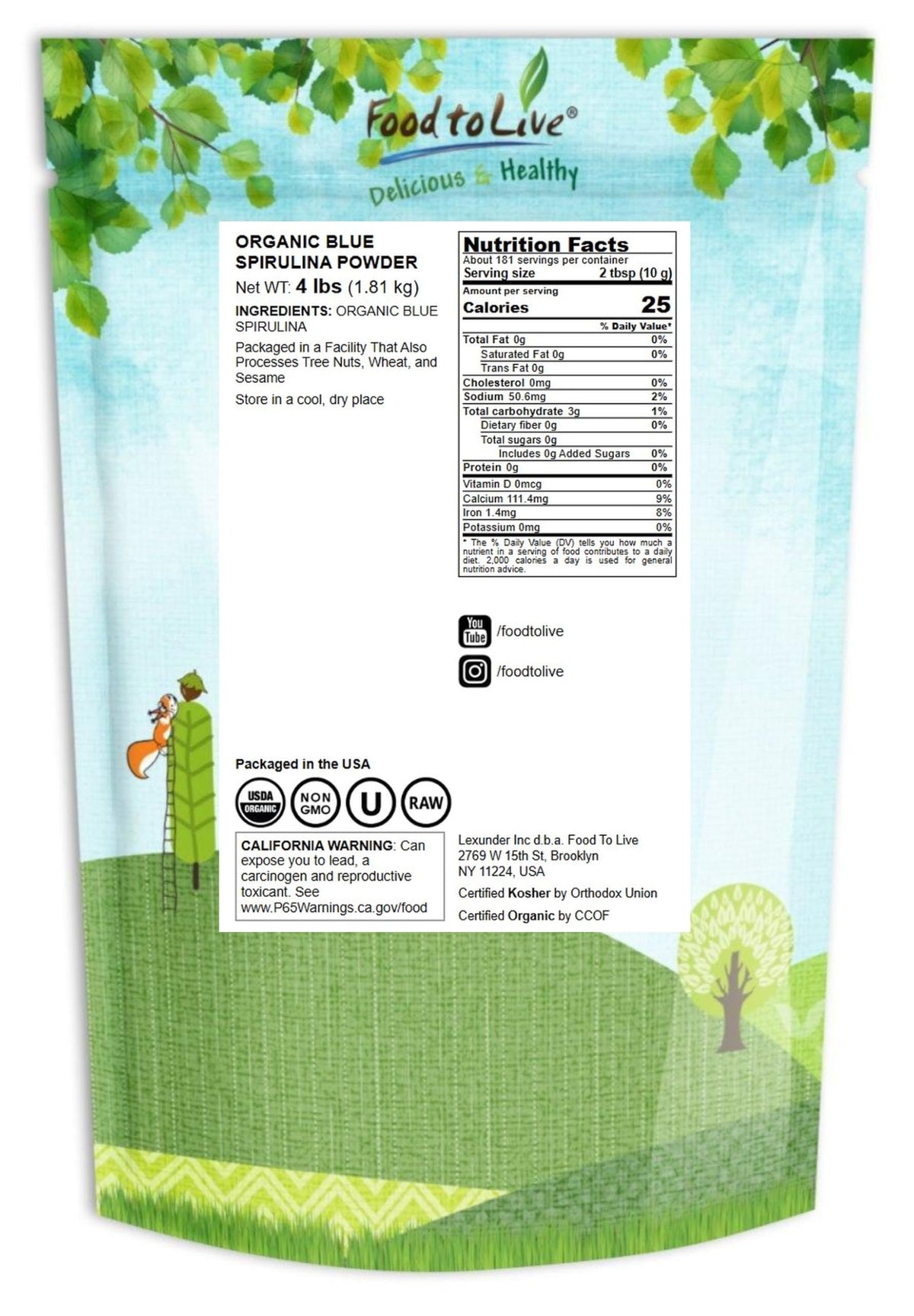 Food to Live Organic Blue Spirulina Powder - 64 Ounce - image 2