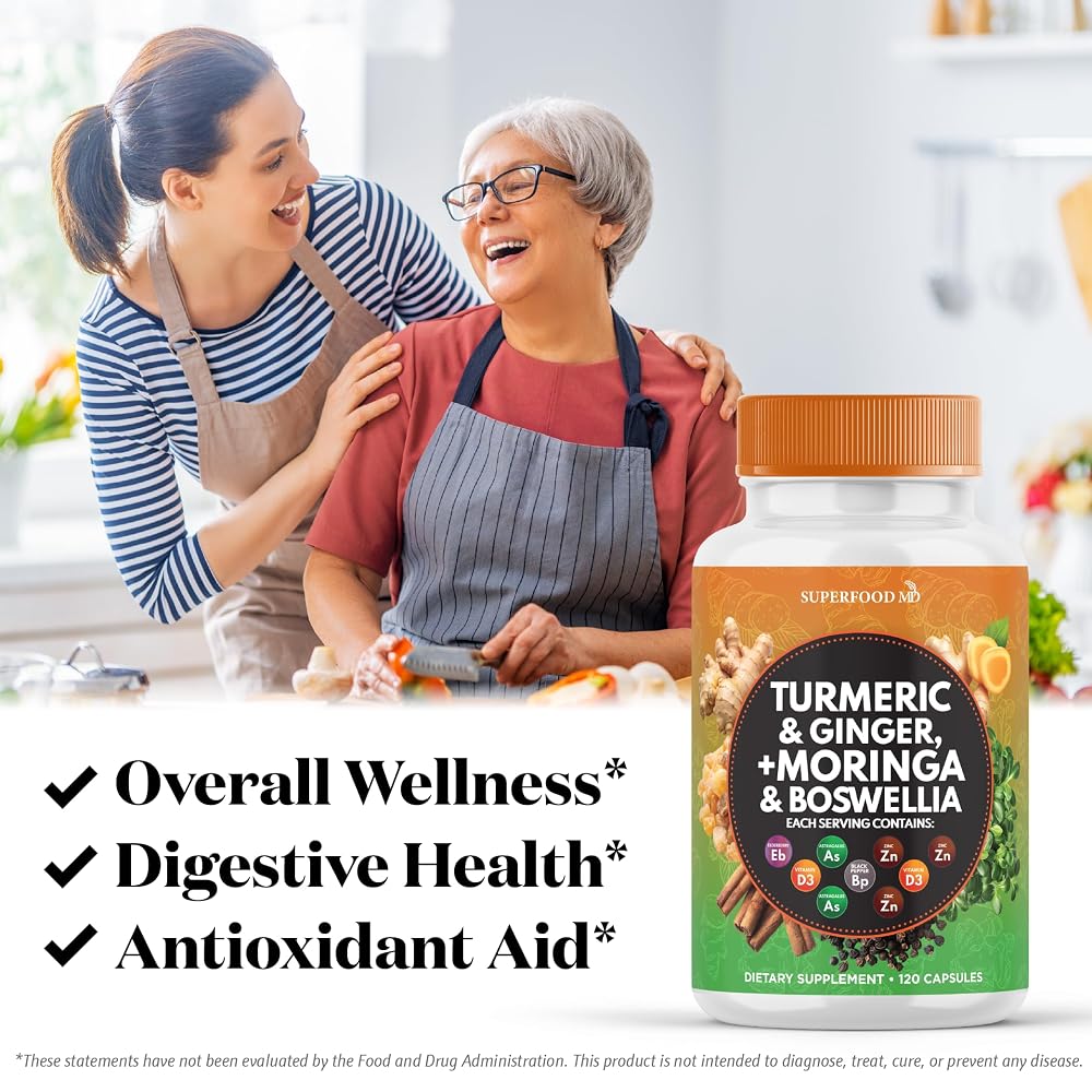 Superfood MD Turmeric Moringa Capsules Supplement