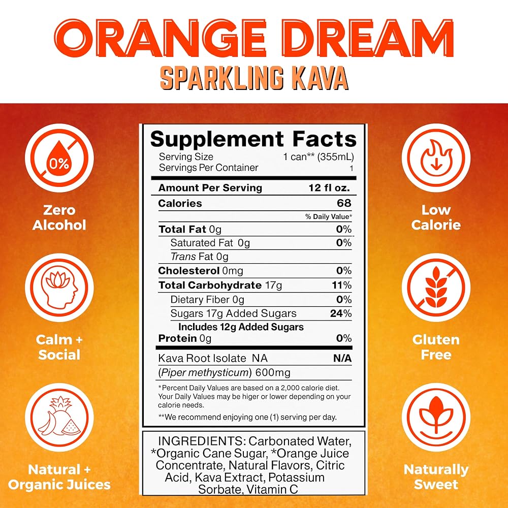 Botanical Brewing Orange Dream Kava Seltzer - 4 Pack - image 2