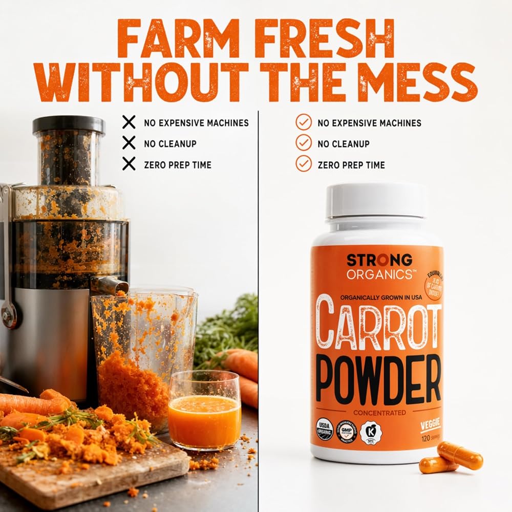 Strong Organics Raw Organic Carrot Juice Powder - 120 Capsules - image 6
