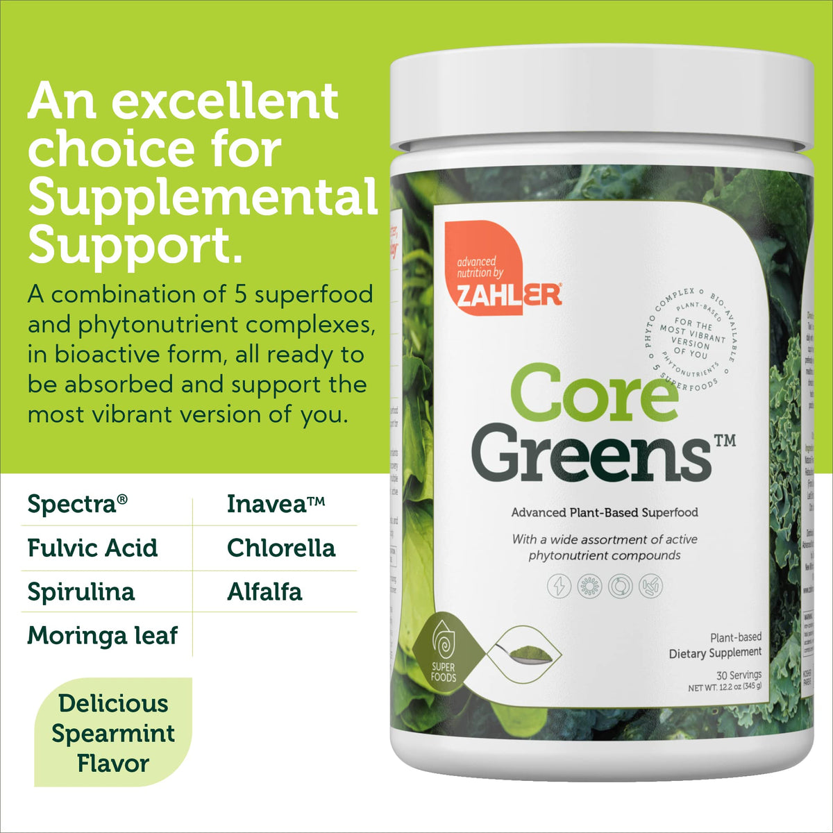 Zahler Core Greens Powder Superfood Mix - 12.2 oz - image 5