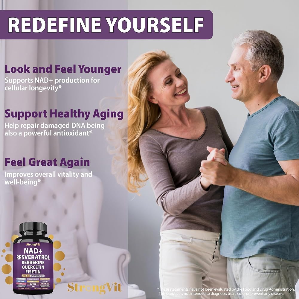 StrongVit NAD Resveratrol Supplement for Cellular Health + Healthy