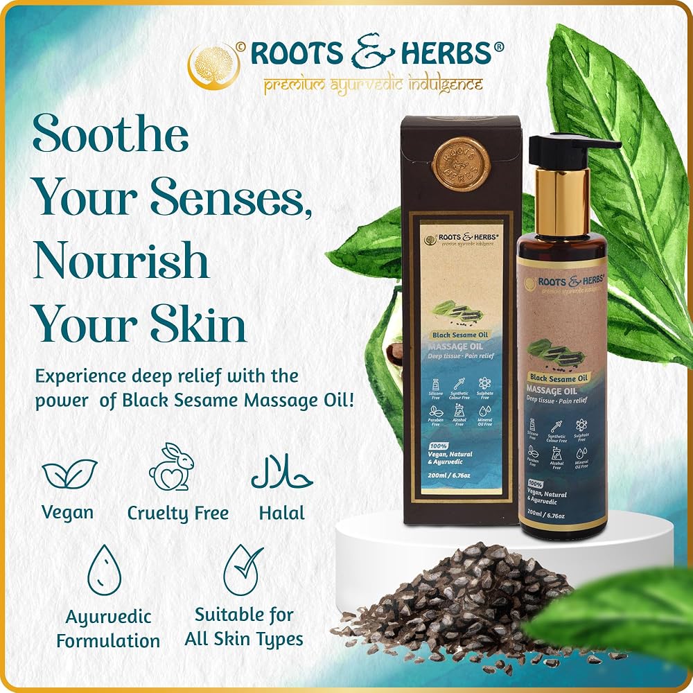 Roots and Herbs Black Sesame Seed Oil Massage Oil - 6.76 oz - image 2
